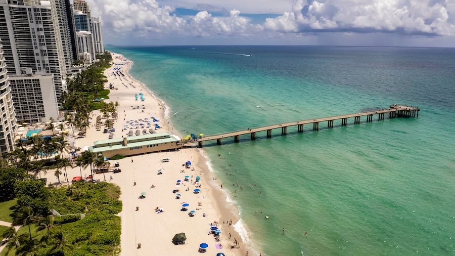 Sunny Isles Beach, Florida - Aerial of Newport Fishing Pier,