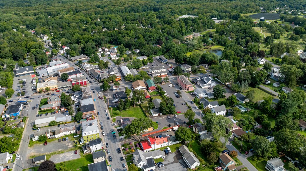 August 14 2024, Sunny afternoon summer aerial photo of the area surrounding Red Hook, NY, USA