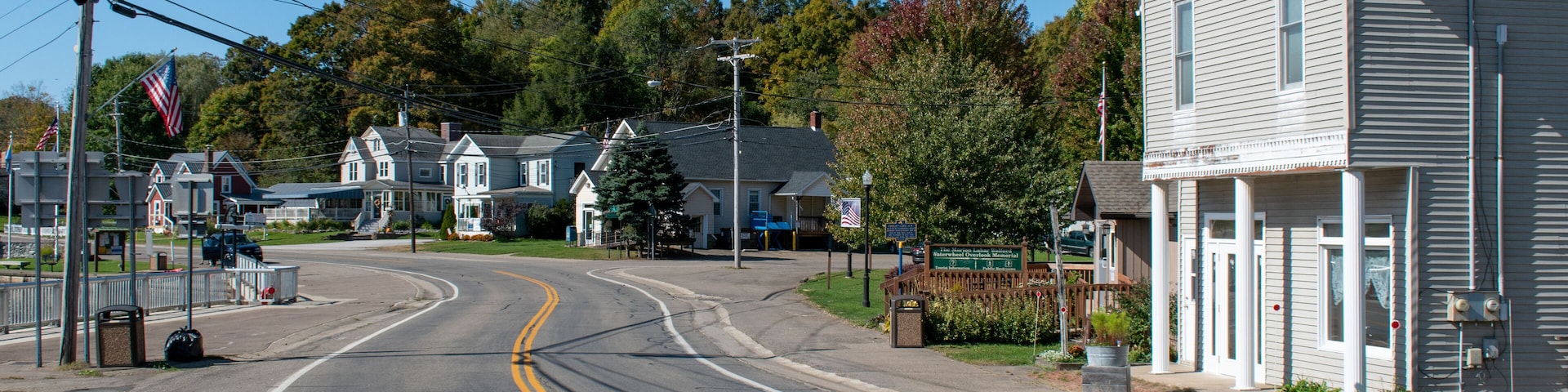 Route 430 (Station Road) passes through Findley Lake in the Town of Mina, Chautauqua County, New York.
