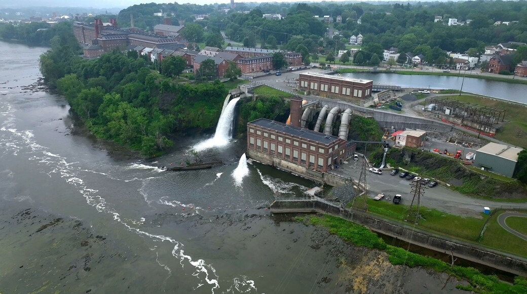 Hydro electric power facility on Mohawk river below Cohoes Falls in New York State at Waterford, NY near Albany, NY