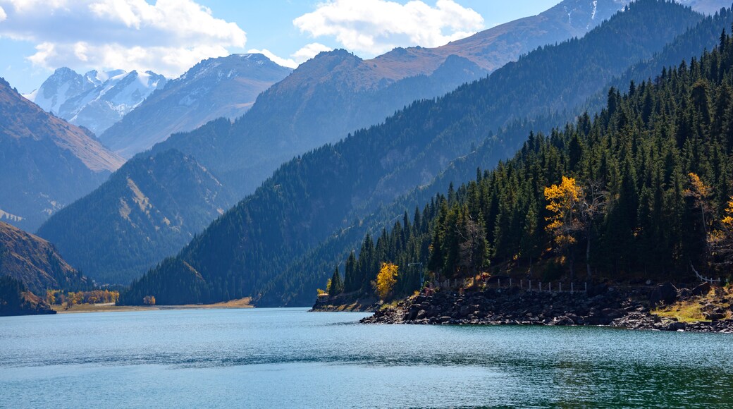 Autumn view of Heavenly Lake or Tianchi of Tianshan in Urumqi, Xinjiang, China