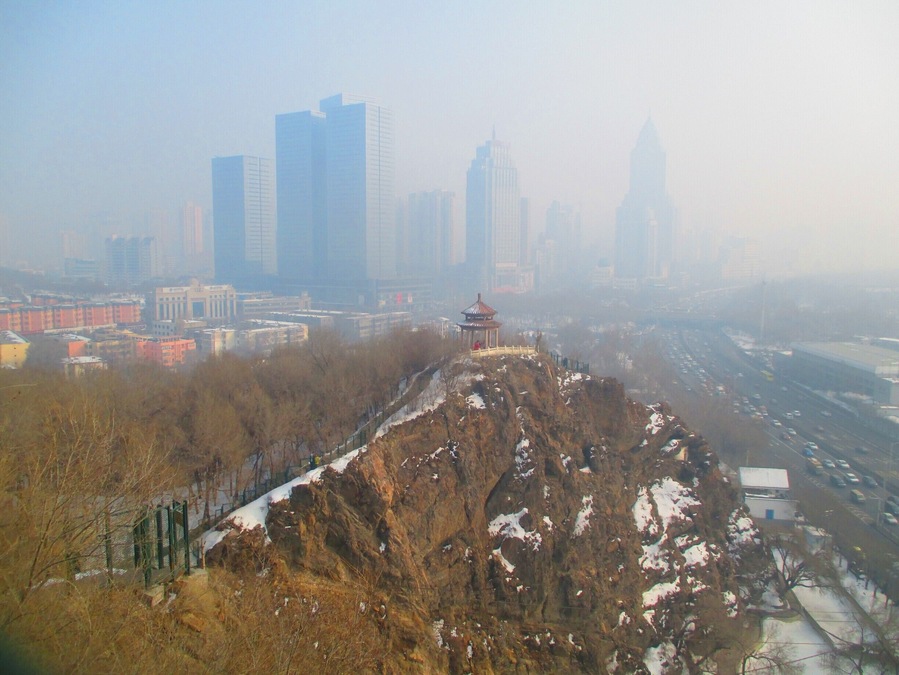 Having a walk up on Hongshan park, in Urumqi, China.