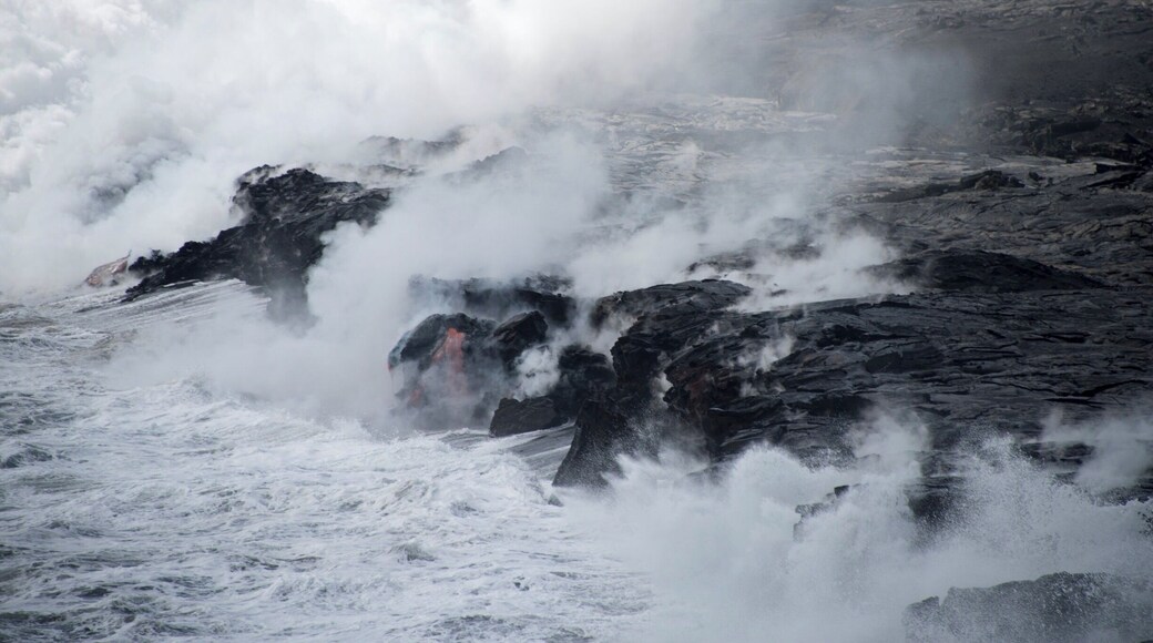 An unbelievable amount of energy as lava flows into the sea.