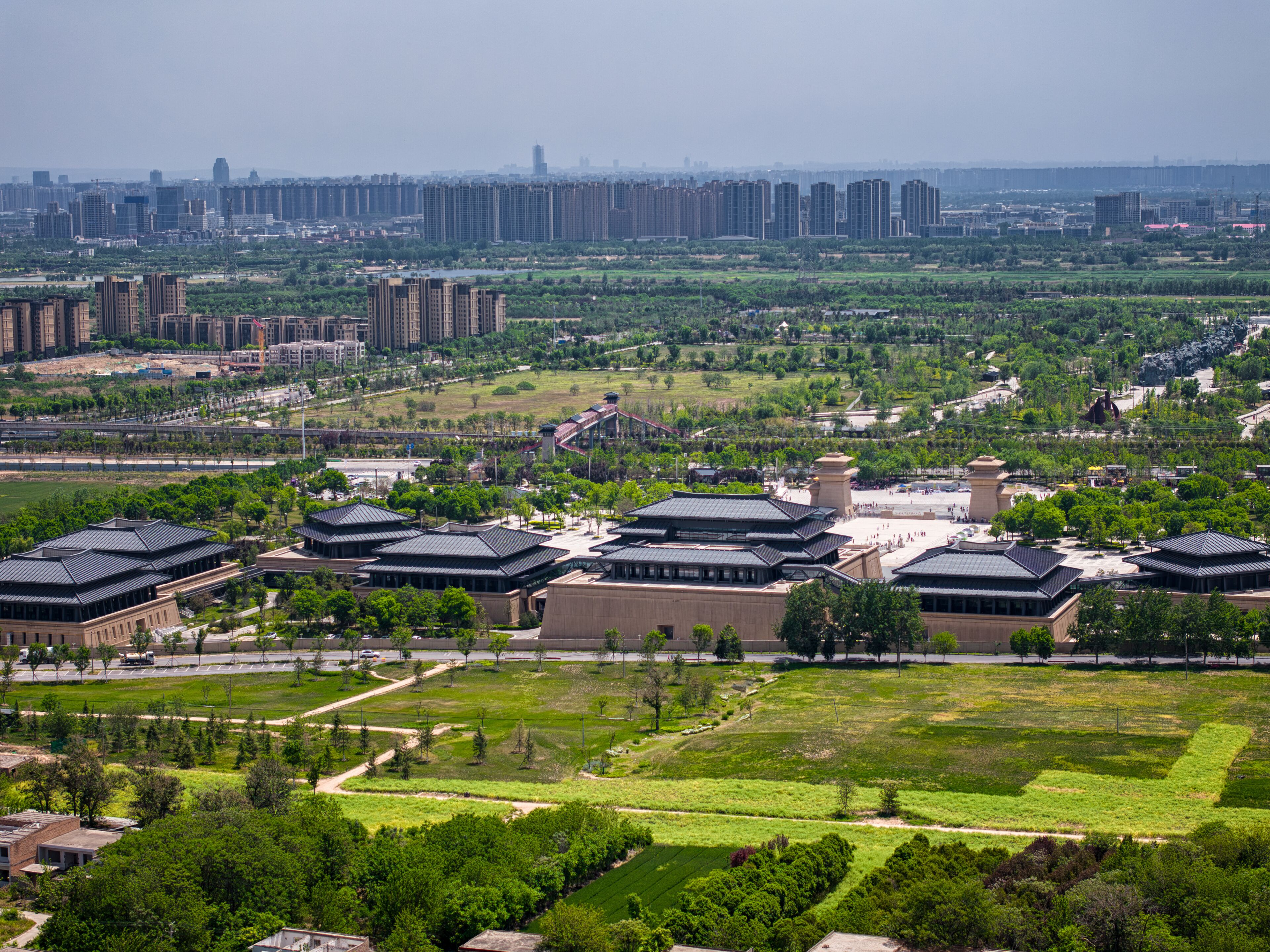 view of the museum and The ​​Ruins of Qin Xianyang Palace in Xianyang, China