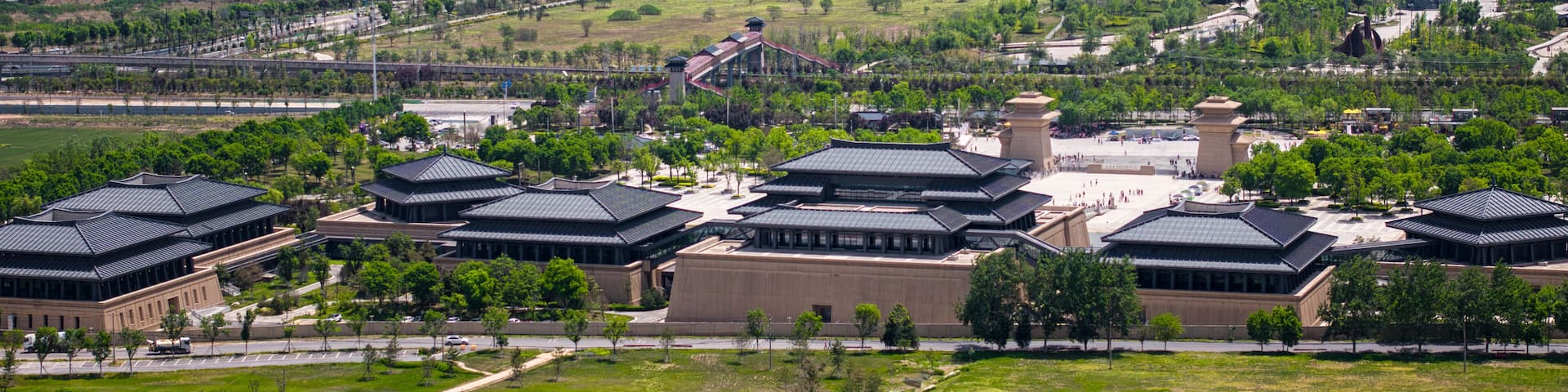 view of the museum and The ​​Ruins of Qin Xianyang Palace in Xianyang, China