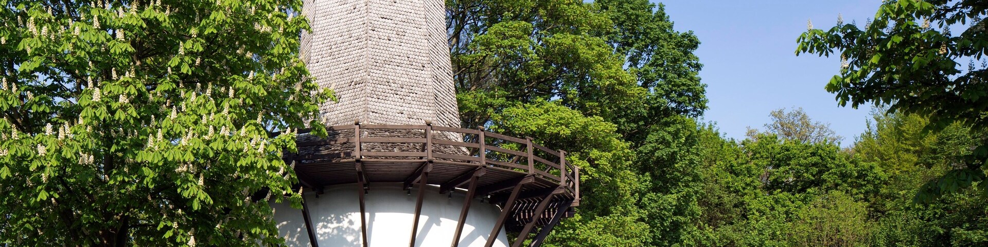 Former wind pumping station with pump keeper's house, Konigsborn saltworks, Unna, Ruhr district, North Rhine-Westphalia, Germany, Europe