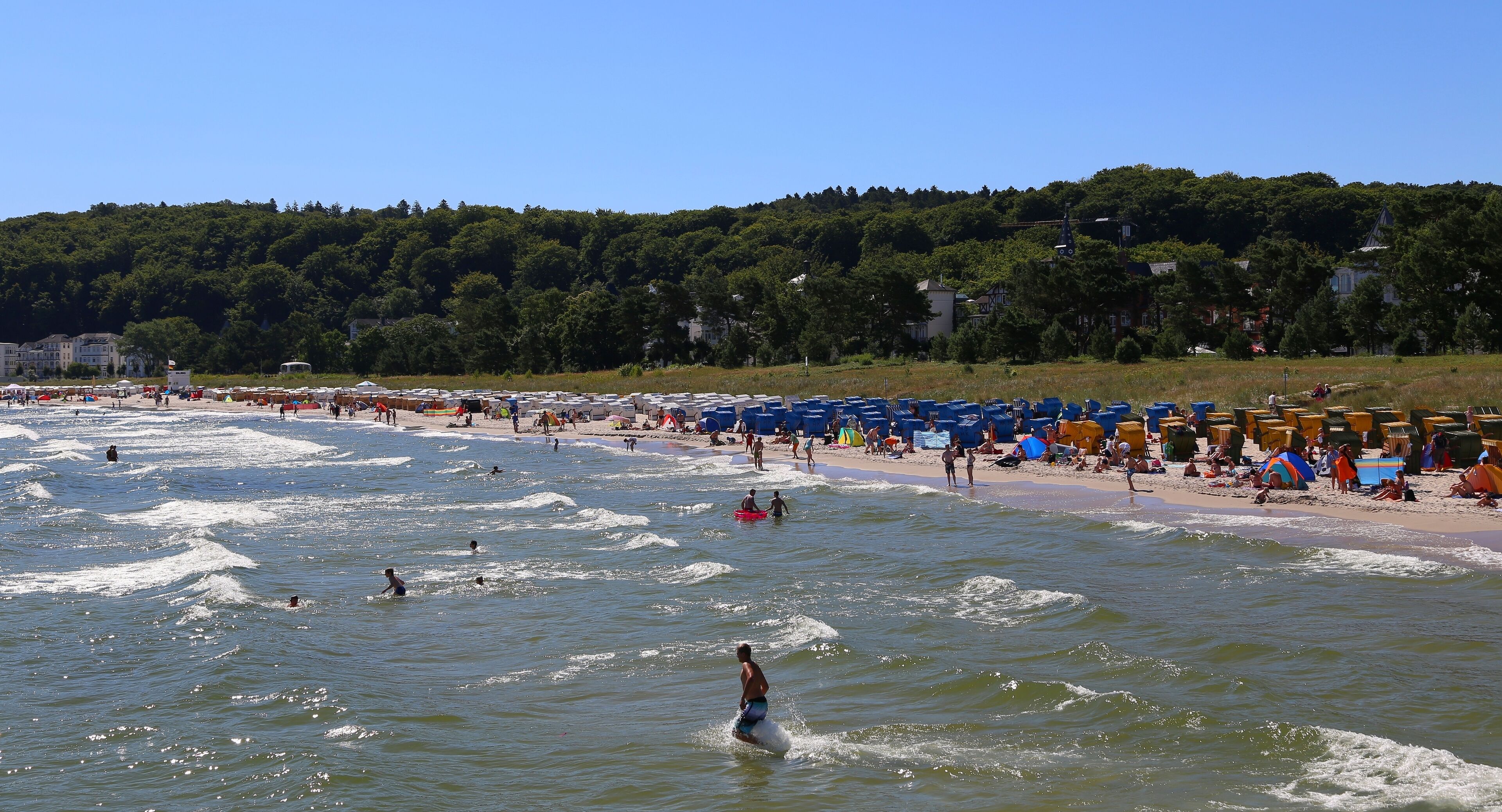 The beach of Binz, Landkreis Vorpommern-Rügen, Mecklenburg-Vorpommern, Germany.