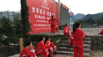 The red ladies are set and ready to perform the dragon dance. #red #redphoto you #china
