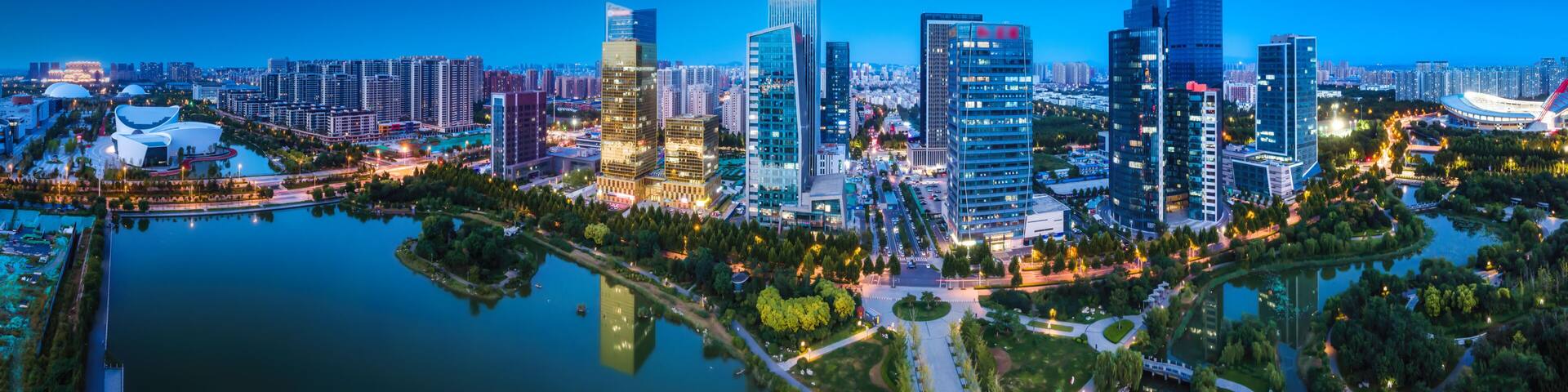 Aerial photography of modern urban architectural landscape in Zibo, China