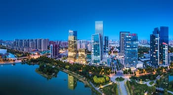 Aerial photography of modern urban architectural landscape in Zibo, China