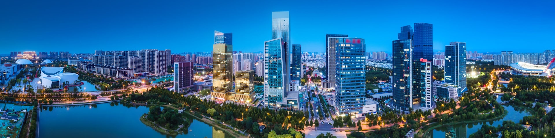 Aerial photography of modern urban architectural landscape in Zibo, China