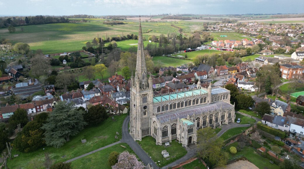 St Marys Church Saffron Walden Essex UK drone Aerial