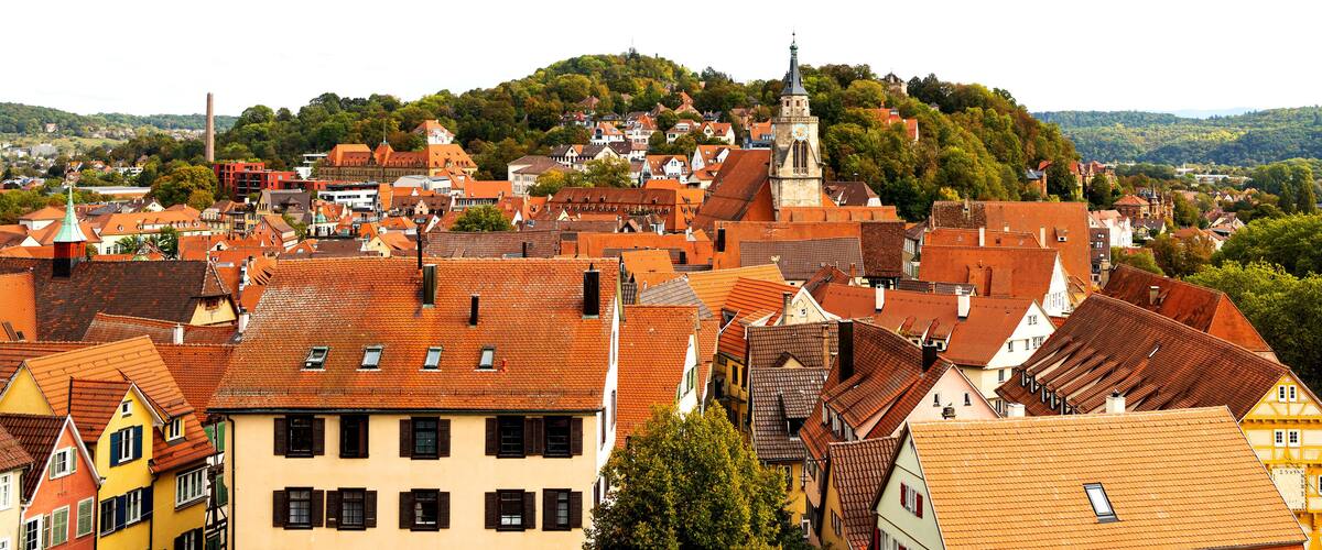 the historic city of tübingen germany from above panorama