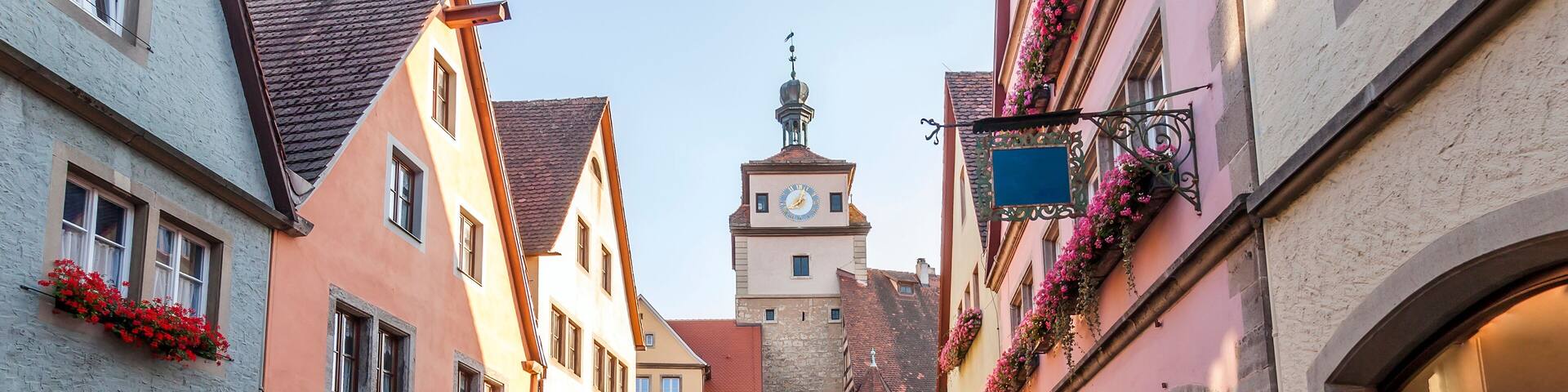 Town Rothenburg ob der Tauber, a town in the district of Ansbach