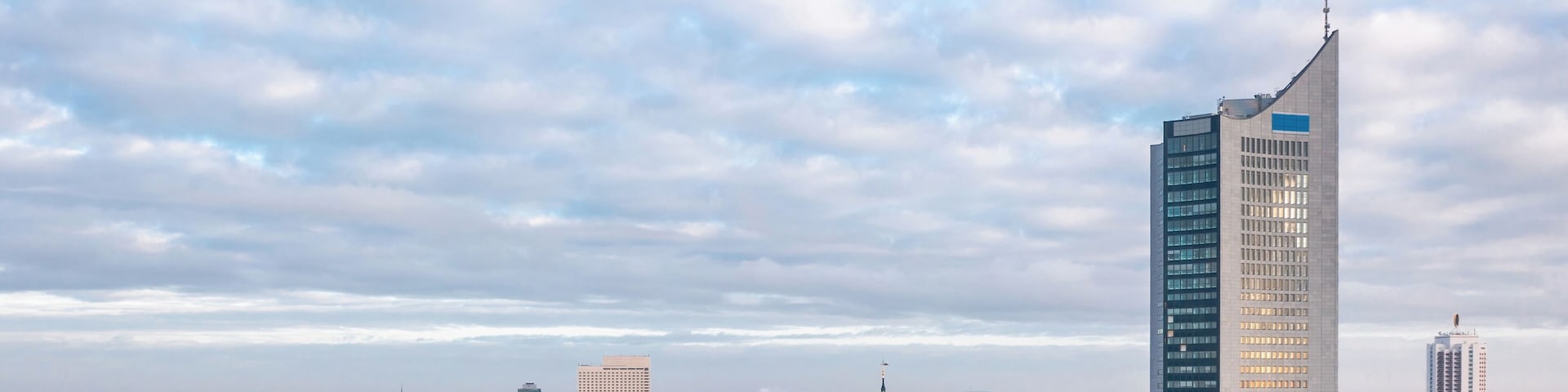 Skyline of Leipzig (Saxony, Germany). Aerial view over Zentrum city district.