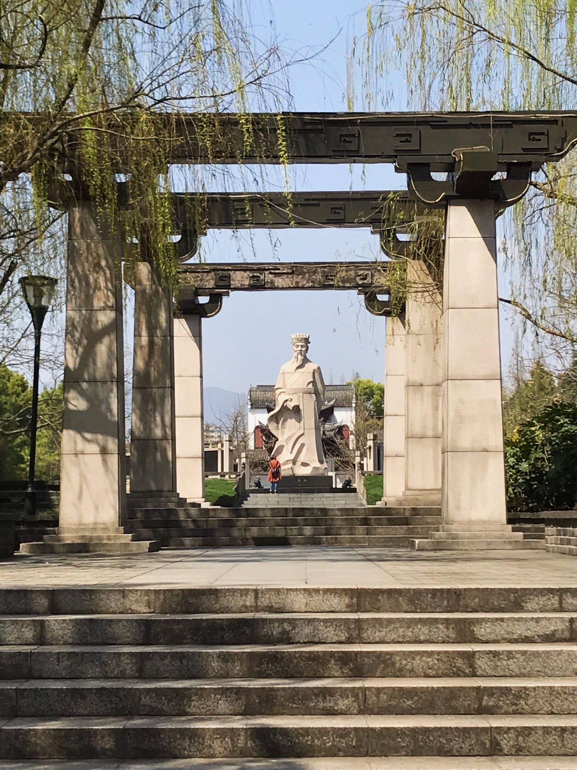 A lovely day at the park across from ancient street 