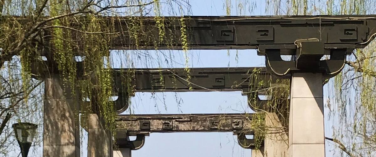 A lovely day at the park across from ancient street