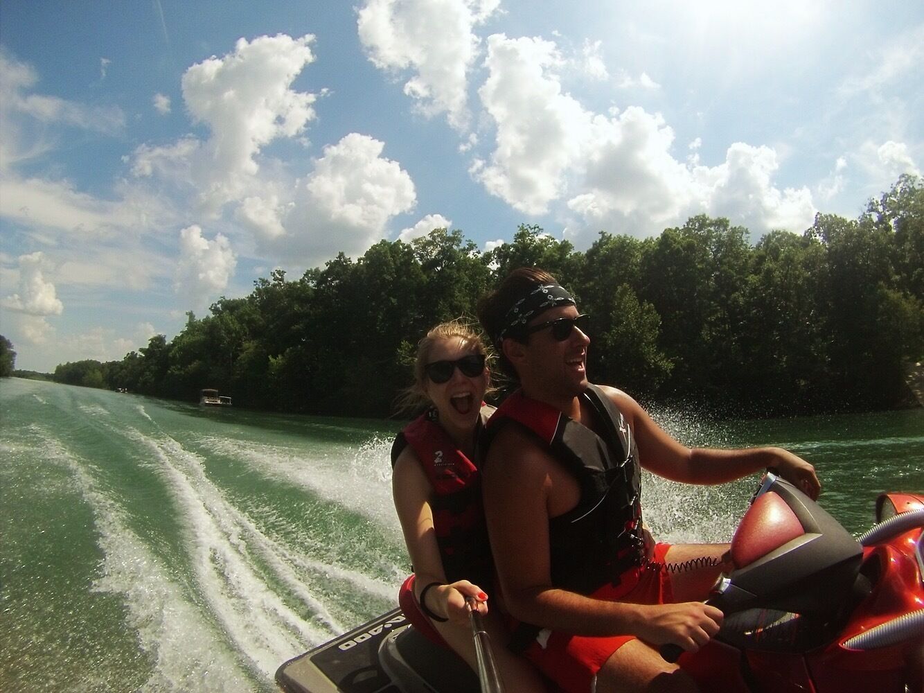It's great to step out of the hot sun and onto the clear, crisp waters of Current River. Not only is it fun to cruise on a jet ski or a boat, this river also has some terrific small mouth bass, large mouth bass, and walleye fishing. 

#bestof5 #fishing #river #missouri #unitedstates #jetski #water #boating #summer