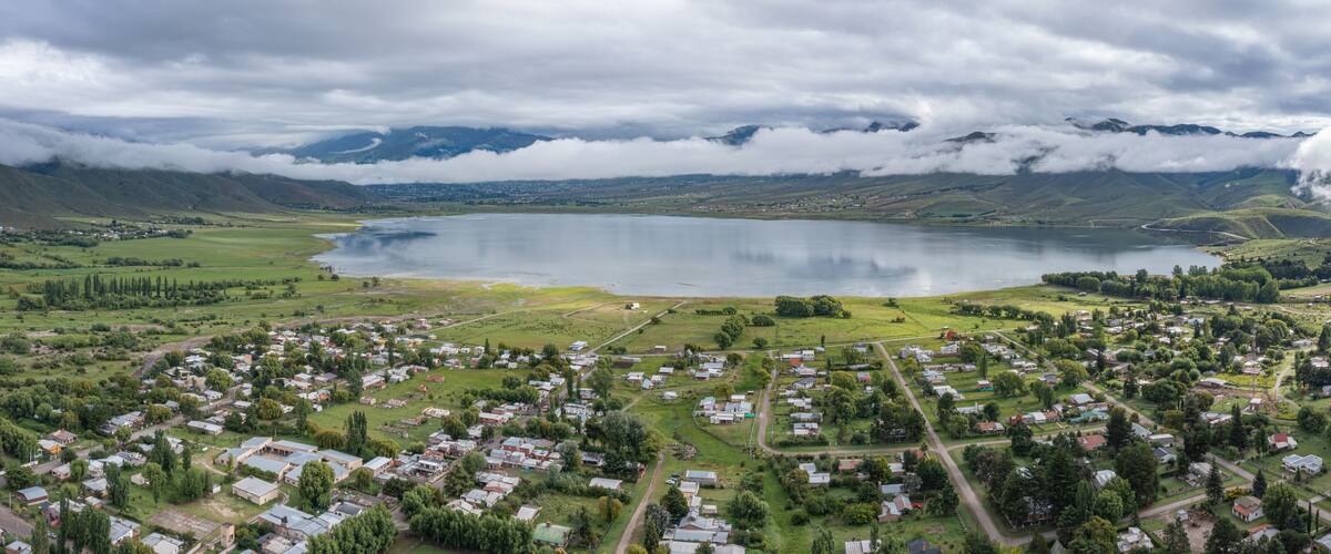 Panoramic view from a drone of the La Angostura Dam in Tucuman Argentina seen from a drone.