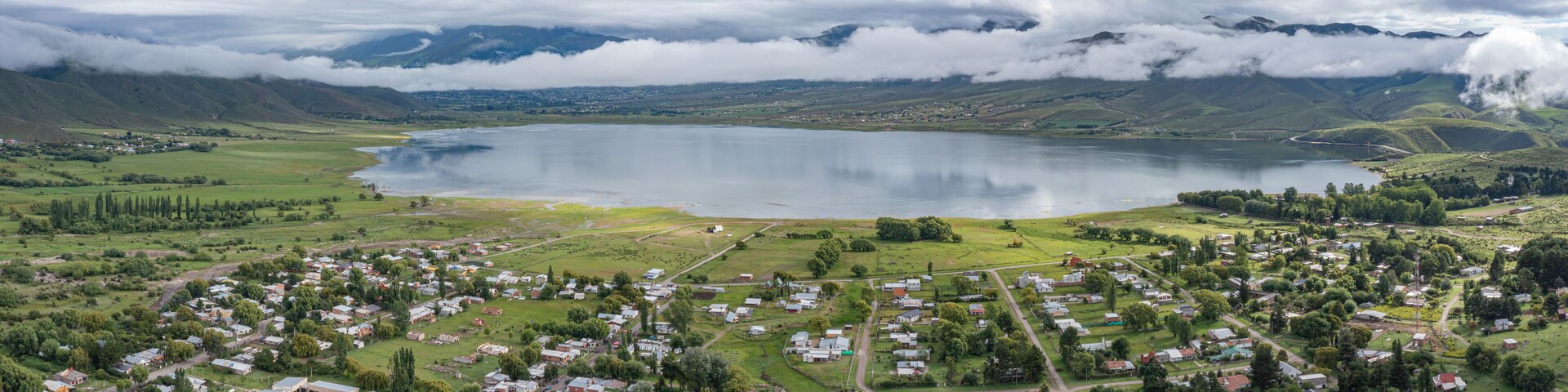 Panoramic view from a drone of the La Angostura Dam in Tucuman Argentina seen from a drone.