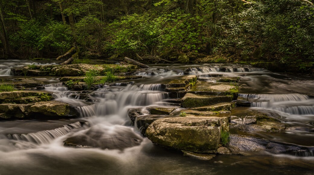 Mill Creek cascades on river in West Virginia