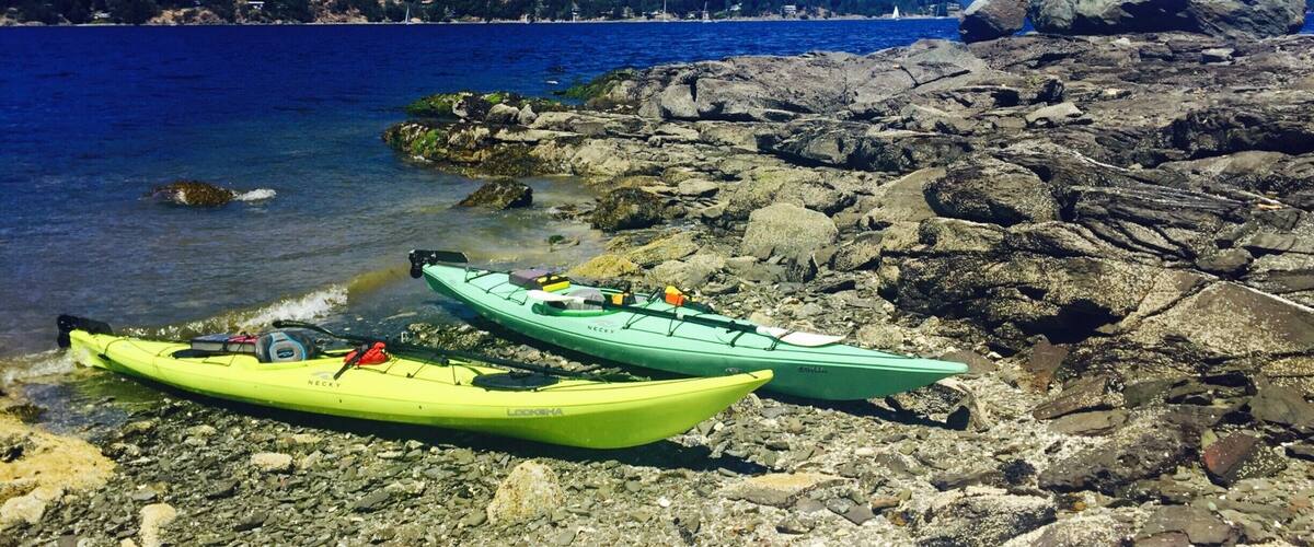 Kayaking Maple Bay in Victoria, BC, Canada. 
It was quiet, beautiful, and cheap! We rented our kayaks for $25usd for both for a few hours. There are a few spots where you can pull up your kayak and relax on the rocks.