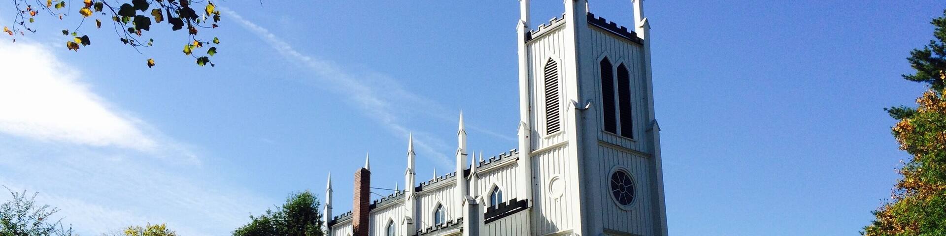 Saw this architectural gem on the way to get our marriage license today. 1874 Carpenter Gothic frame. #blue