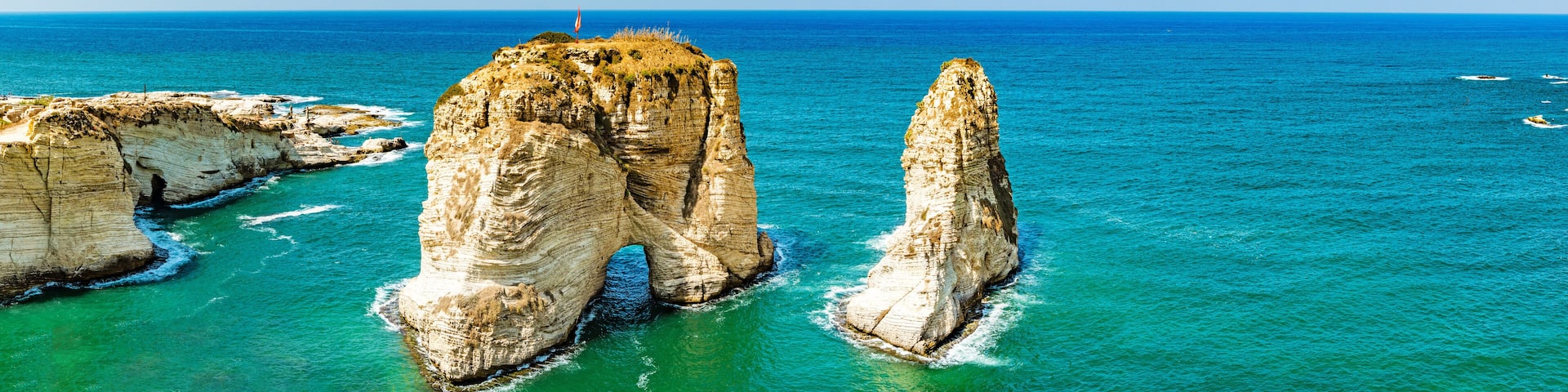 Pigeon Rocks in Raouche, Beirut, Lebanon.