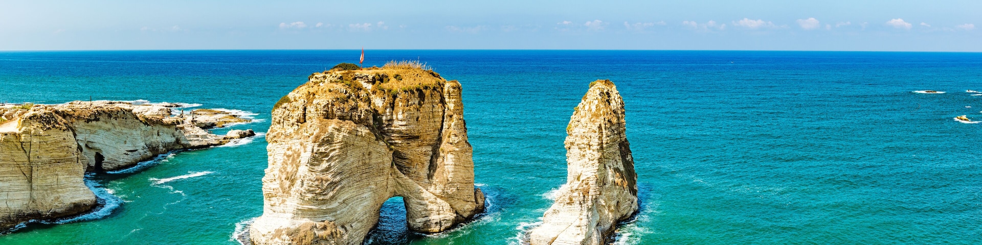 Pigeon Rocks in Raouche, Beirut, Lebanon.