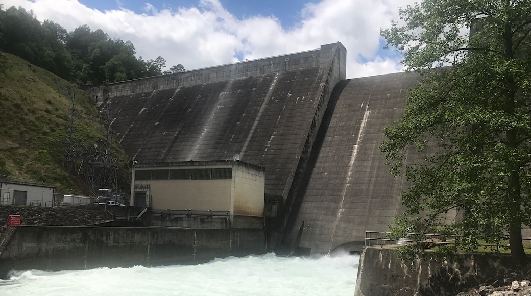 Discharge at Philpott Dam. It is normally a very calm discharge but we have had quite a bit of rain. I've never seen the discharge open like this.