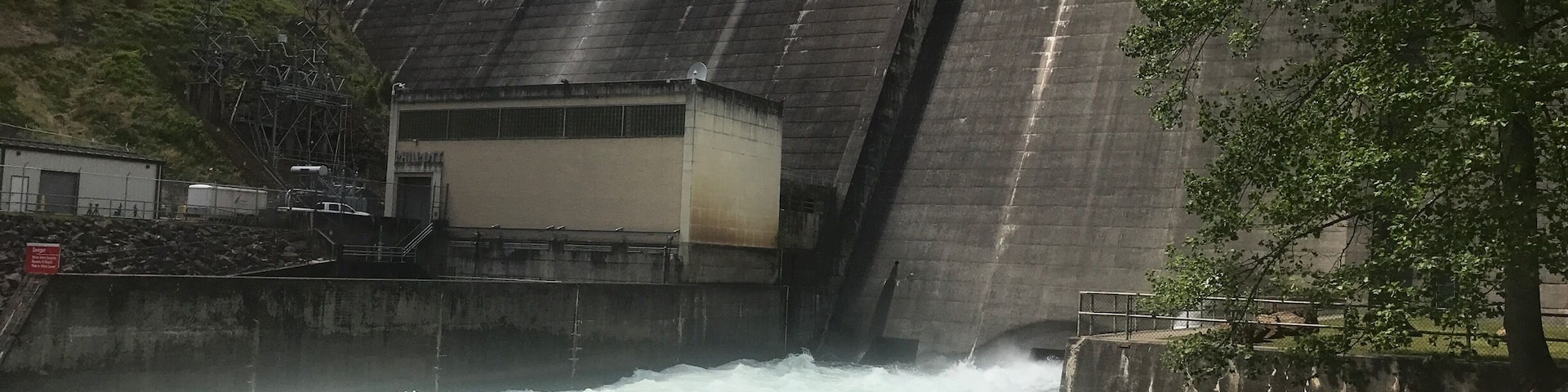 Discharge at Philpott Dam. It is normally a very calm discharge but we have had quite a bit of rain. I've never seen the discharge open like this.
