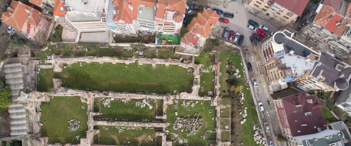 The Old Roman Baths of Odessos, Varna, Bulgaria. Top view
