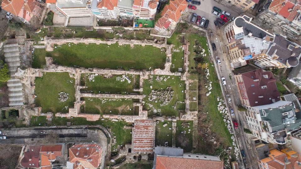 The Old Roman Baths of Odessos, Varna, Bulgaria. Top view