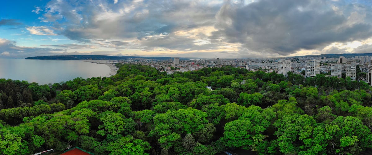Sunset from above the Varna sea garden