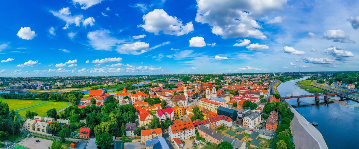 Panorama view of the old town of Kuanas, Lithuania
