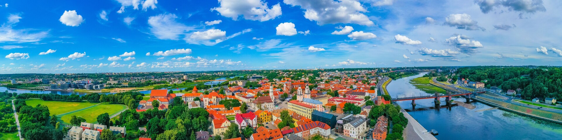 Panorama view of the old town of Kuanas, Lithuania