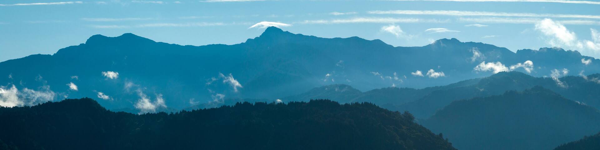 Aerial view of Mt. Jade Main Peak, Taiwan.