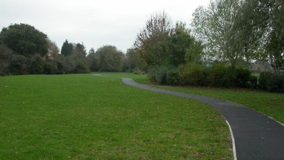 Stanley Green, recreation ground Tatnam Farm Recreation Ground, off Stanley Green Road; Poole Town FC ground behind the bushes to the right.