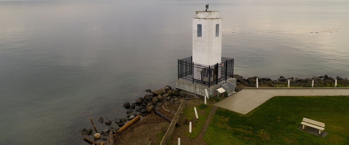 Boat at Browns Point Lighthouse Commencement Bay Puget Sound Tacoma Washington