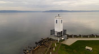 Boat at Browns Point Lighthouse Commencement Bay Puget Sound Tacoma Washington