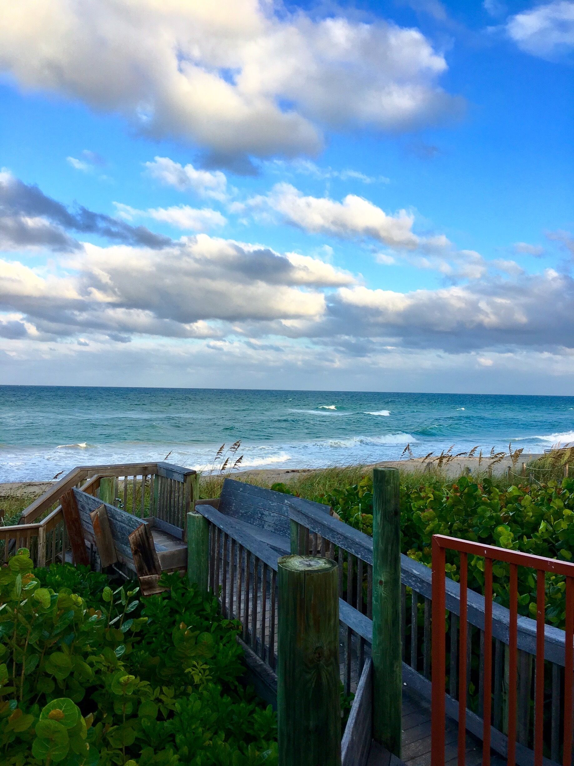 Colorful ocean beach off Hutchinson Island, the perfect view while dancing at a Tiki Bar to rhythm and soul! The winds were increasing the waves and adding color!