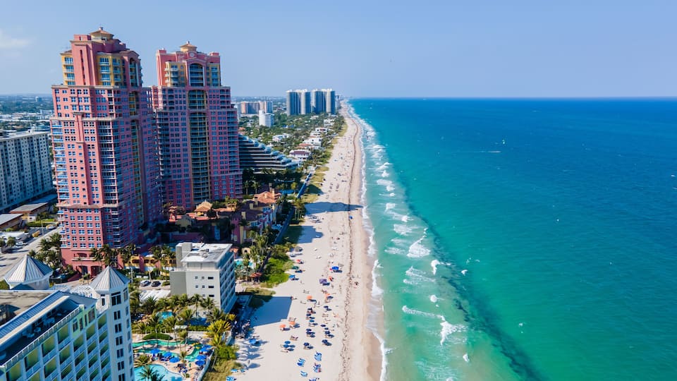 Beautiful aerial view of Central Beach in Fort Lauderdale