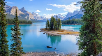 Spirit Island at the Maligne Lake, Alberta, Canada