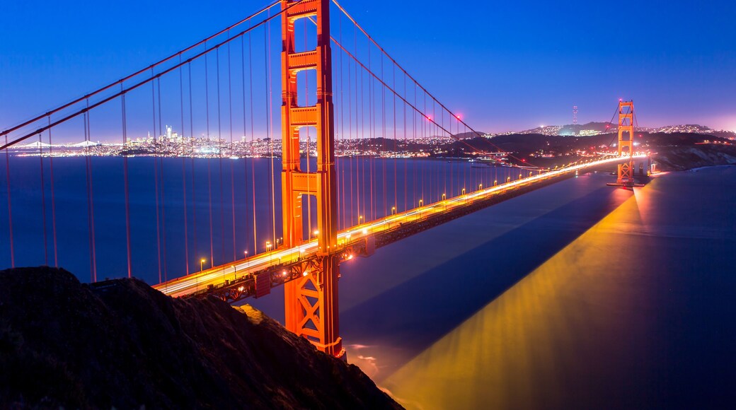 Golden Gate Bridge at Night from Marin Headlands