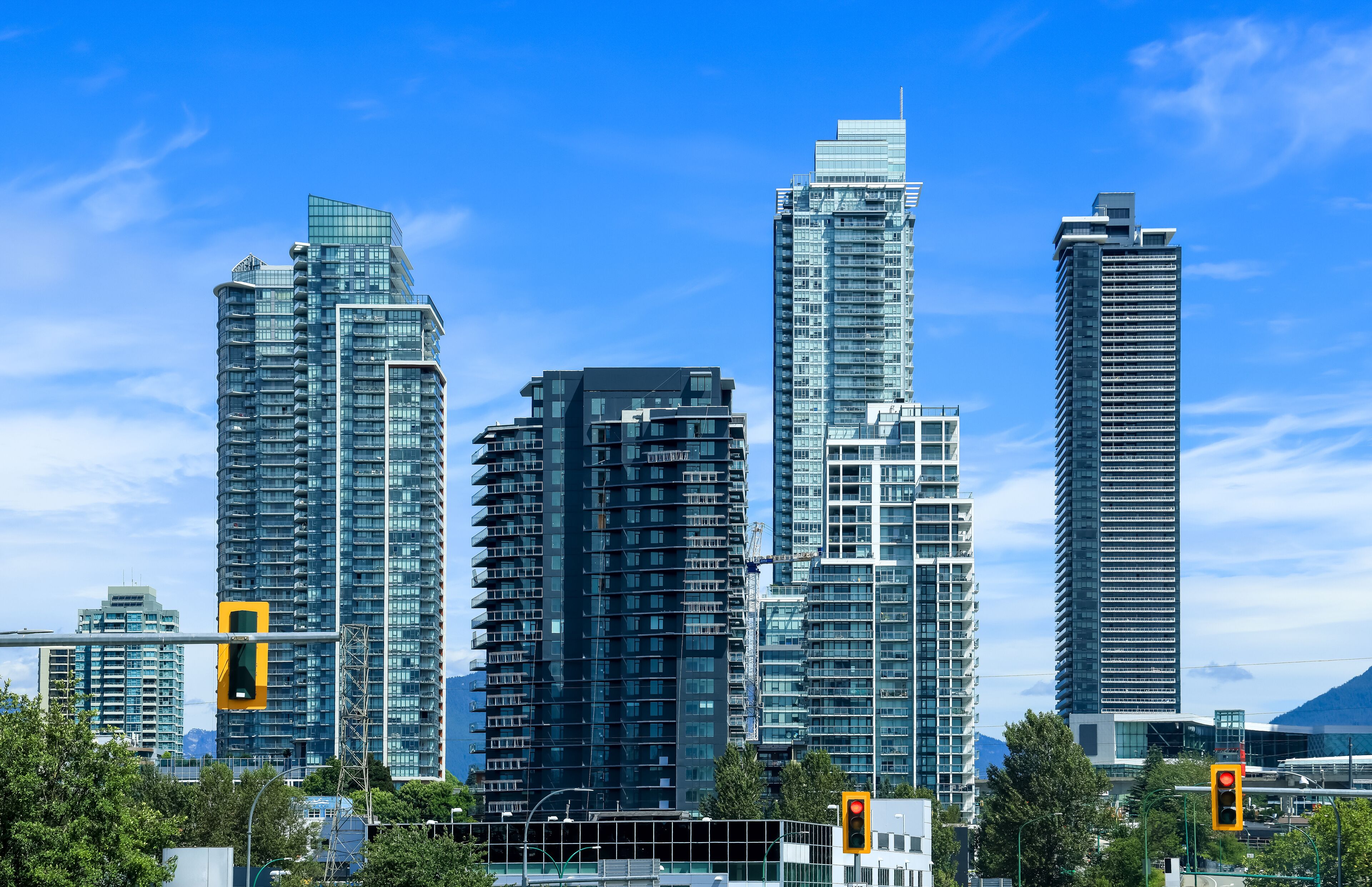 The Cityscape of Metrotown, Burnaby, Canada, it is British Columbia's third-largest city by population.