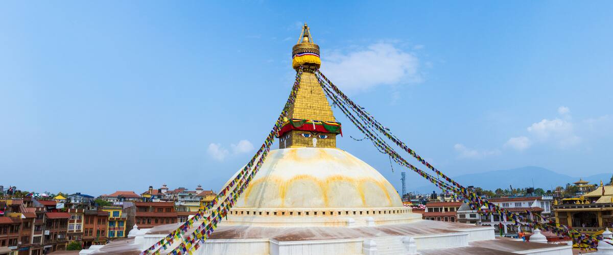 The famous Buddhist stupa at Boudanath, in Nepal.