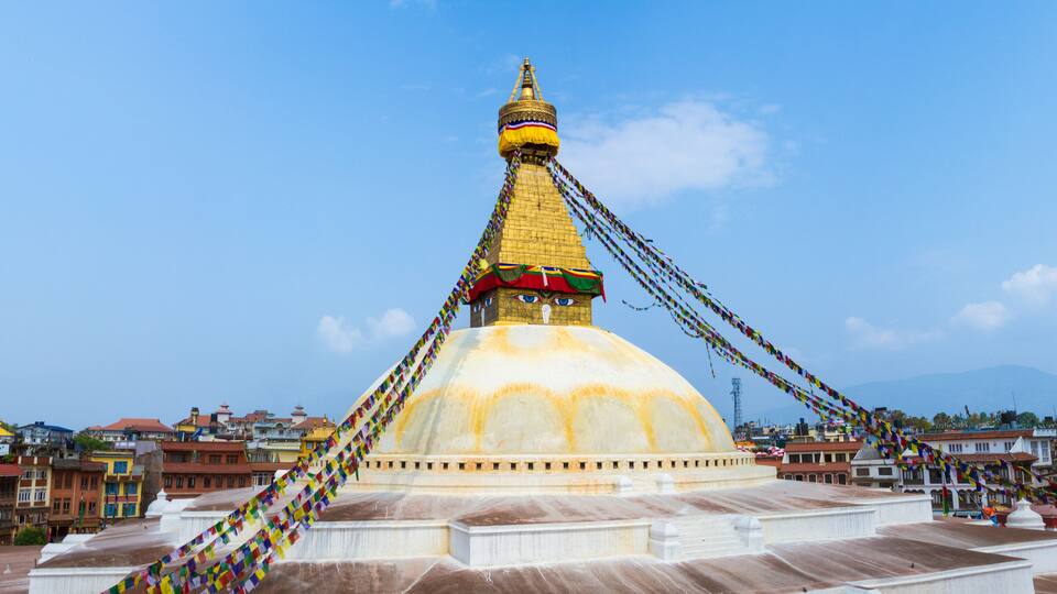 The famous Buddhist stupa at Boudanath, in Nepal.