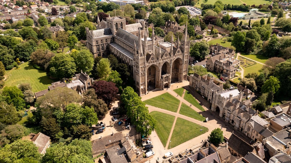 Aerial view of Peterborough Cathedral