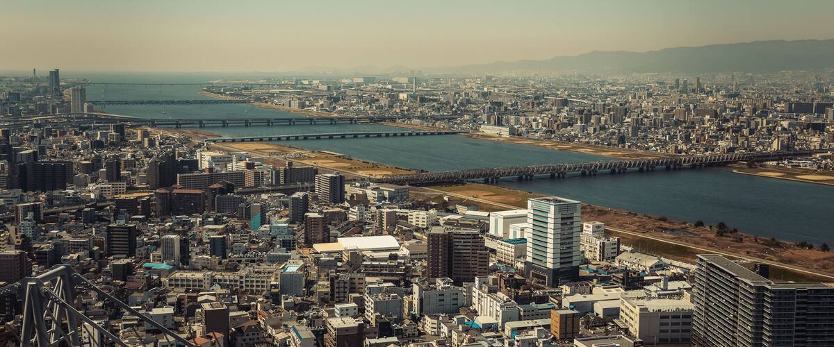 Osaka city in Japan