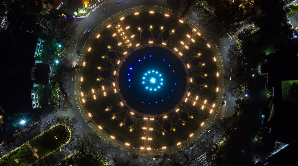 Aerial View of the Tugu Monument in Malang City, East Java, Indonesia